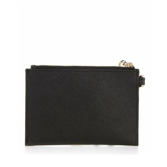 New! MICHAEL KORS Karla Black Leather Small Wristlet With Strap Zip-Top - Picture 4 of 7